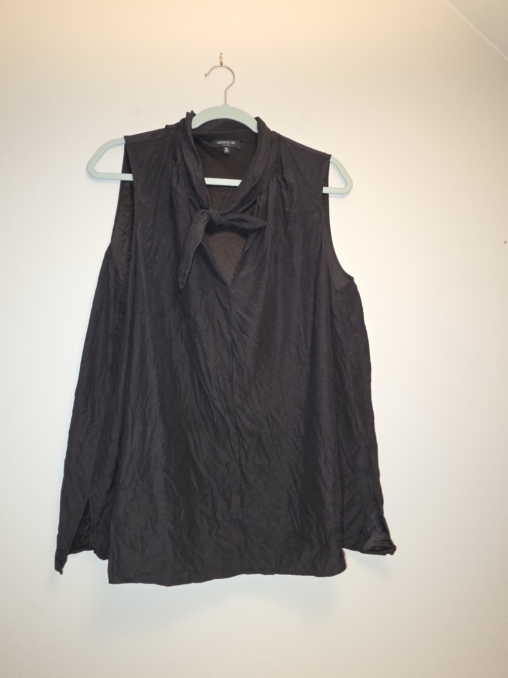 Lafayette 148 New York Black Satin Blouse - Picture 2 of 4